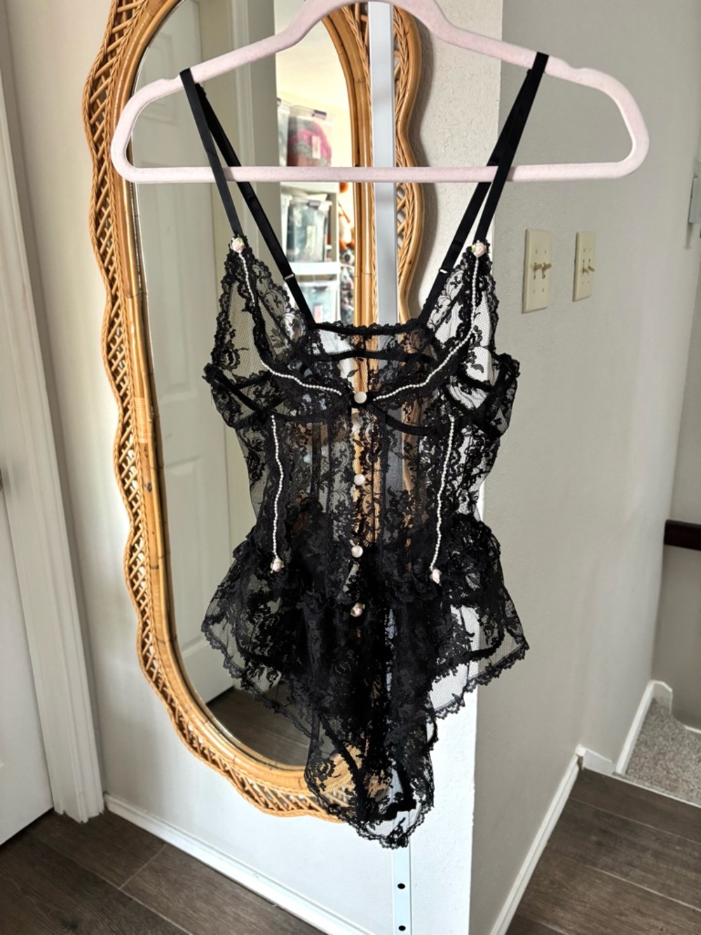 Vintage Black Lace Bodysuit Lingerie